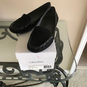 Calvin Klein black suede loafer style shoe
